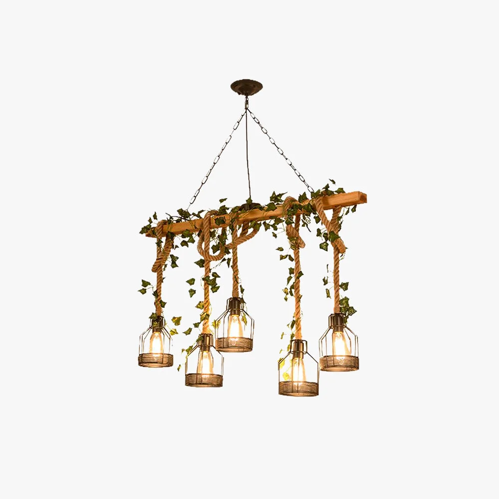 Genuine Alessio Caged Vintage Farmhouse Wood Beam Pendant Light 3 5 Heads Innovative