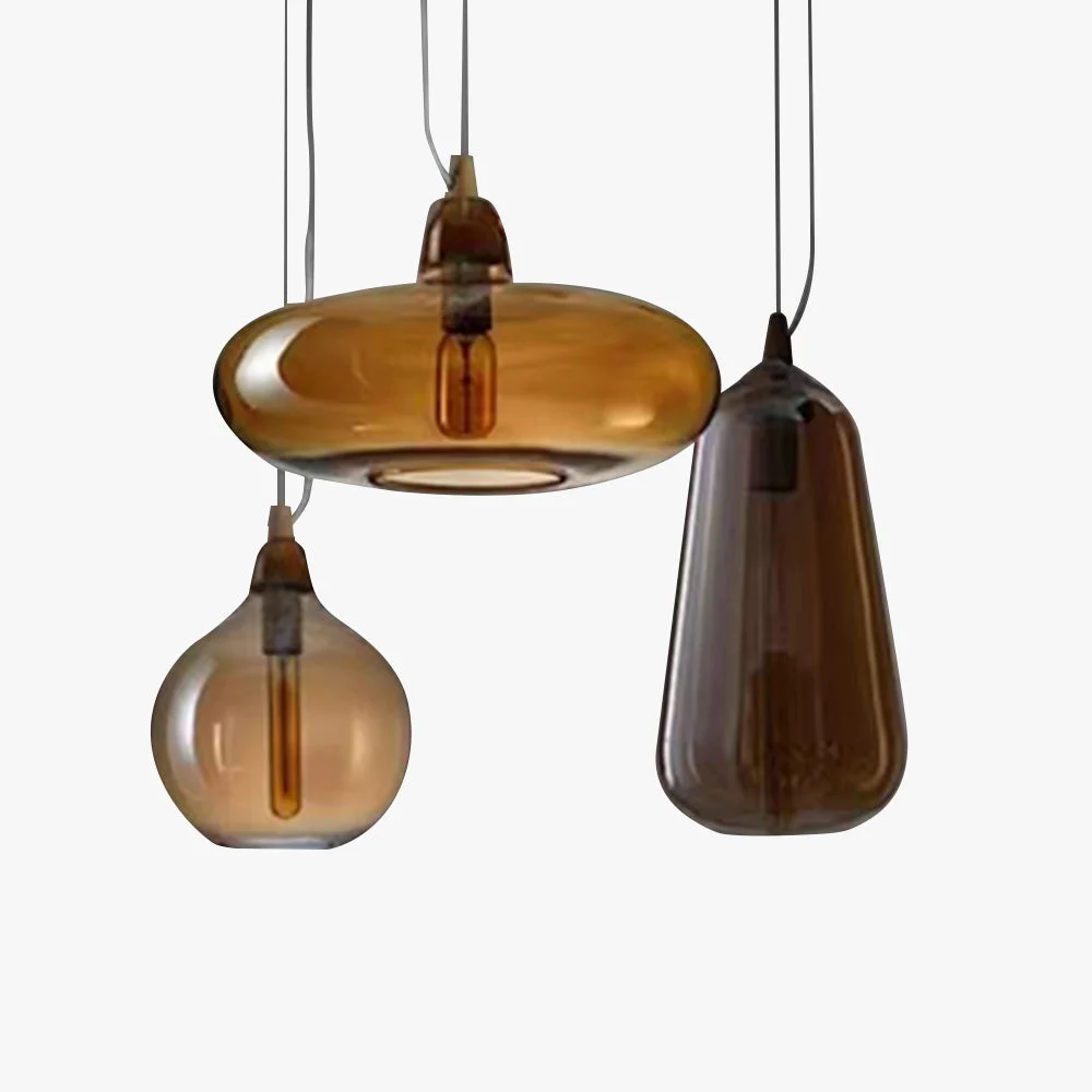 Detailed Hailie Modern Art Amber Pendant Light Glass Metal Bedroom Exceptional