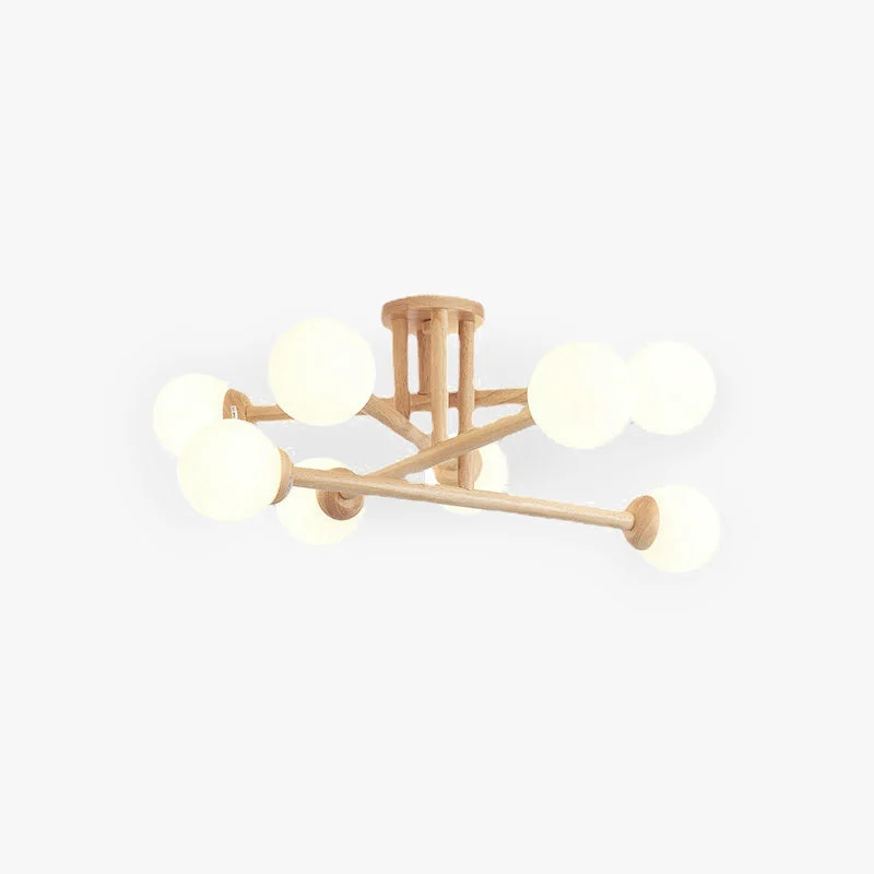 Classic Ozawa Modern Globe Wood Glass Flush Mount Ceiling Light Unique