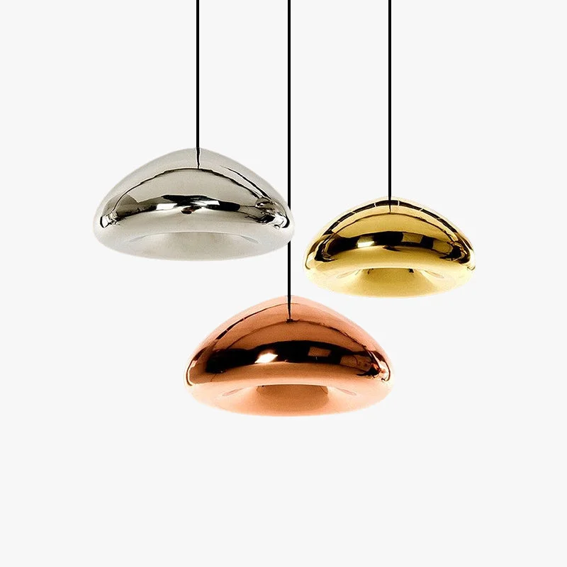 Responsible Morandi Modern Bread Shape Glass Metal Pendant Light 3 Colors Trusted