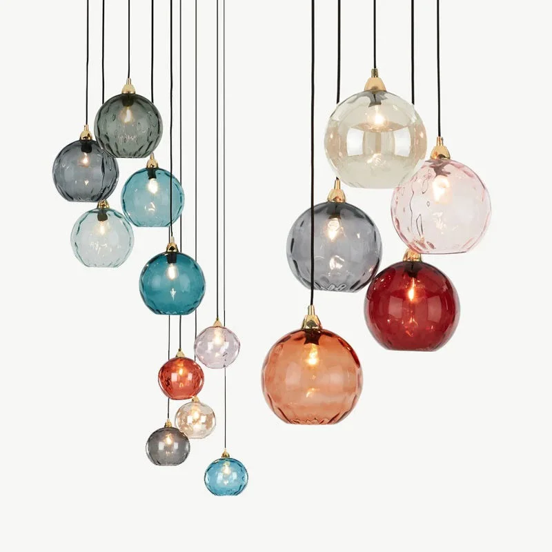 World-Class Hailie Colorful Glass Ball Pendant Lights Water Ripple Smart