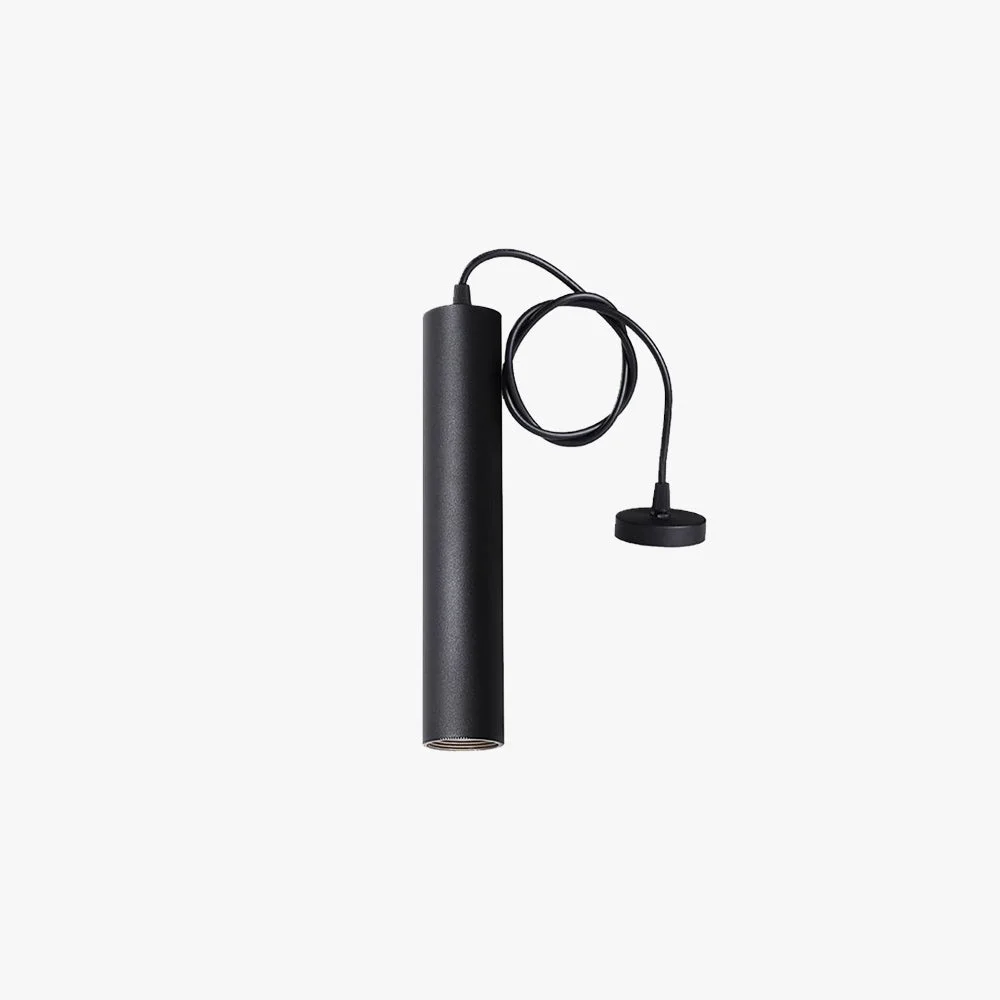 Superior Edge Modern Cylinder Shape Pendant Light Black Metal Living Room Pure