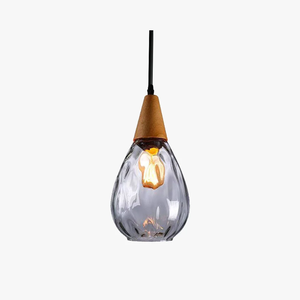 Expertly Made Avi Vintage Teardrop Pendant Light Glass Wood Fashionable