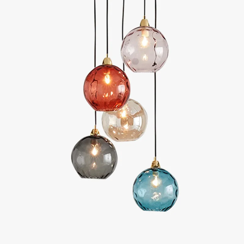 Efficient Hailie Colorful Glass Ball Pendant Light Water Ripple Living Room Artisan