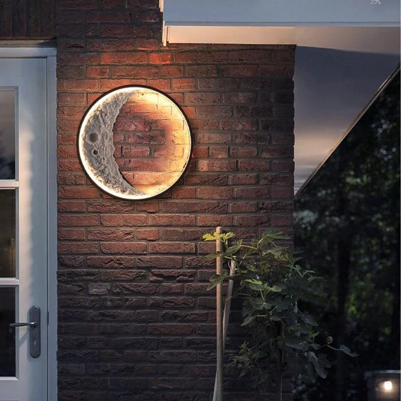 Convenient Elif Outdoor Wall Lamp Moon Modern Led Black Courtyard High-Quality