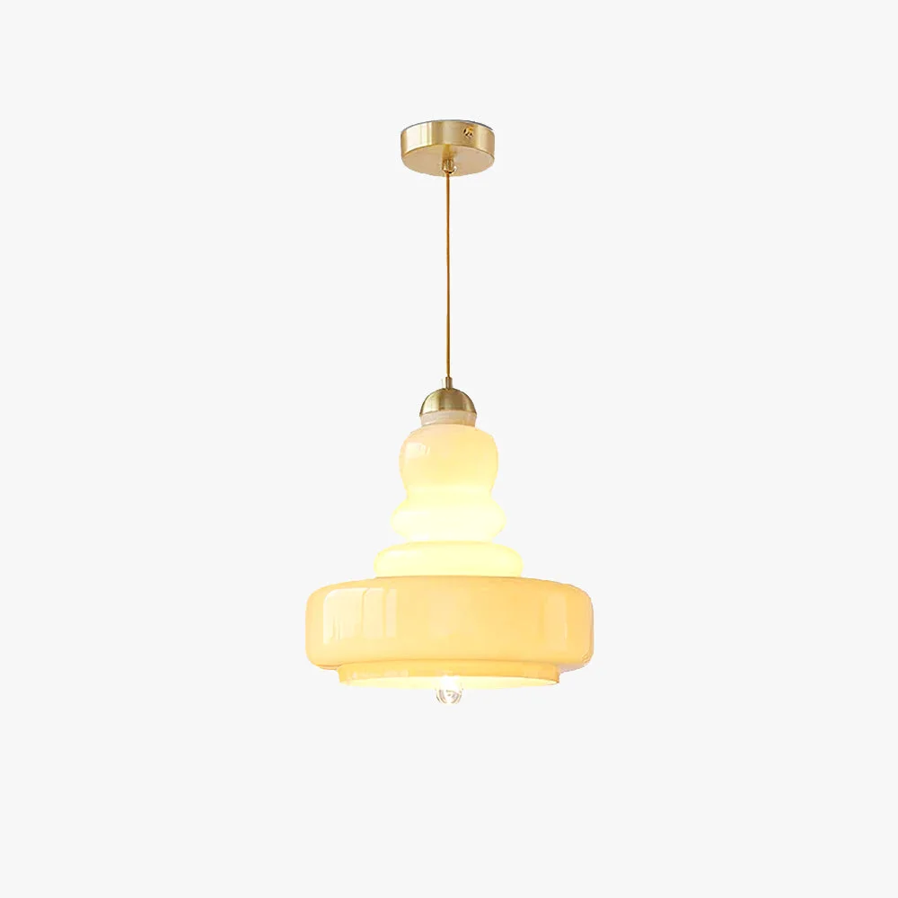 Casual Morandi French Modern Kitchen Pendant Light Beige Glass Metal Living Room High-Performance