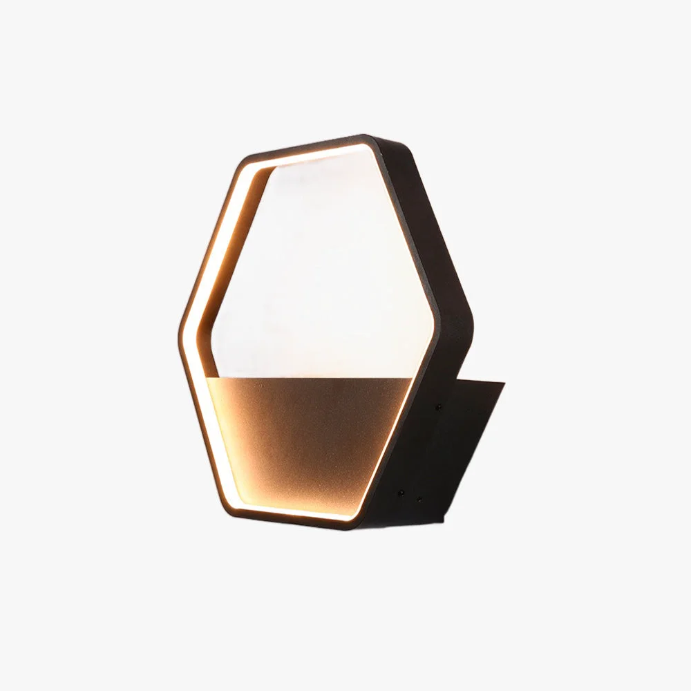 Premium Orr Minimalist Hexagonal Ring With Shelf Metal Outdoor Wall Lamp Black Sustainable