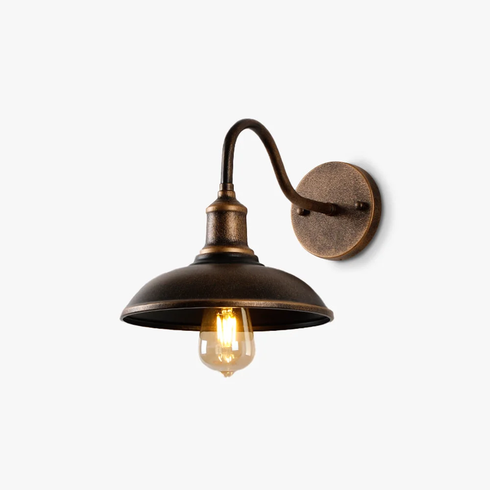 Responsible Alessio Rustic Bowl Shaped Metal Outdoor Wall Lamp Antique Brass Genuine