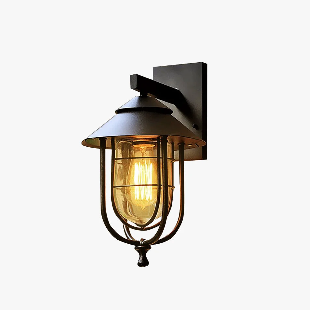 Easy-to-Use Alessio Vintage Lantern Shaped Metal Outdoor Wall Lamp Black Carefully Designed