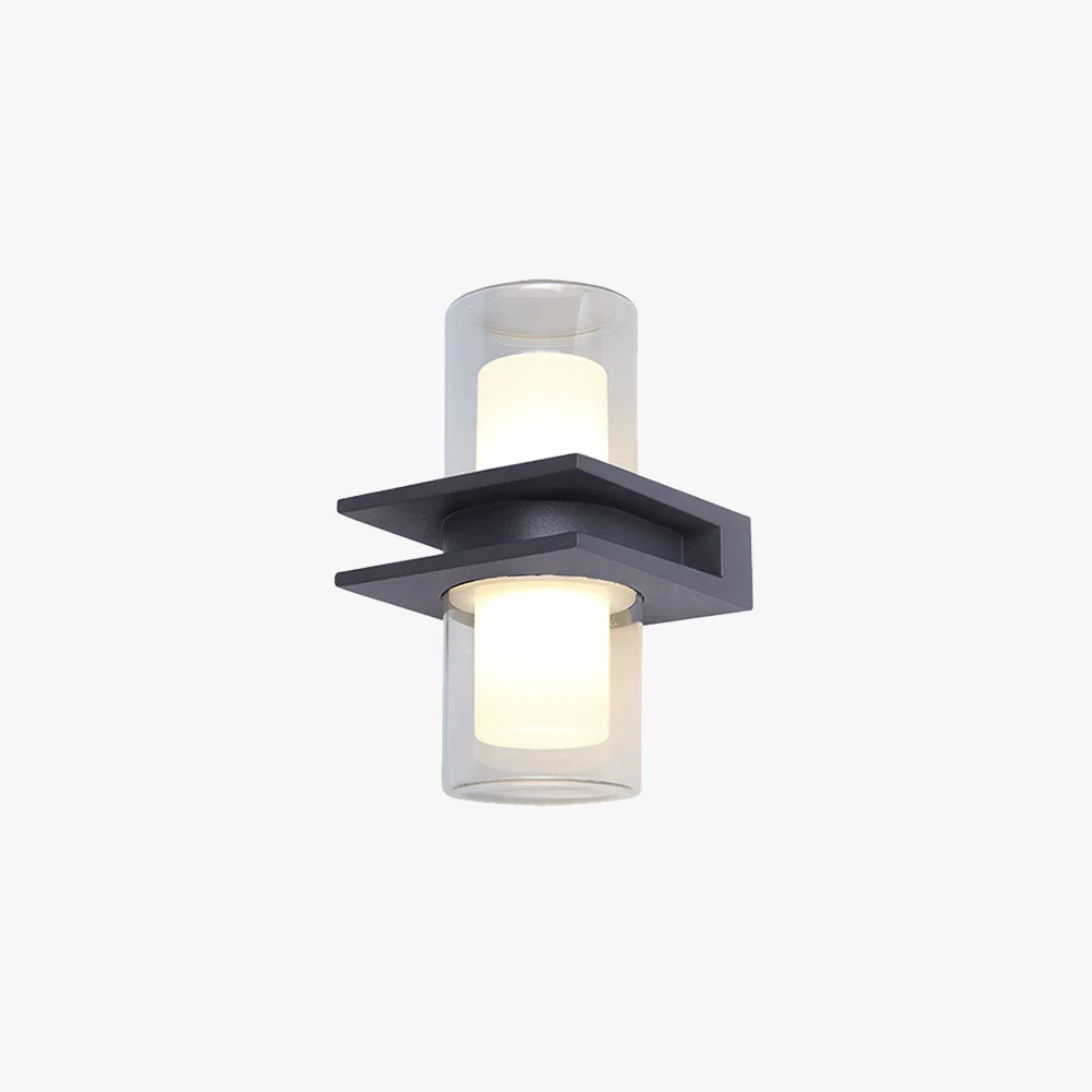 Pure Orr Modern Cylindrical Metal Outdoor Wall Lamp With 2 Heads Black Innovative