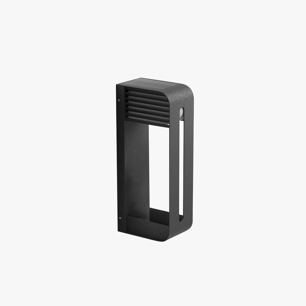 High-End Orr Modern Rectangular Metal Acrylic Solar Outdoor Plants Pot Holder Wall Lamp Black Comfortable