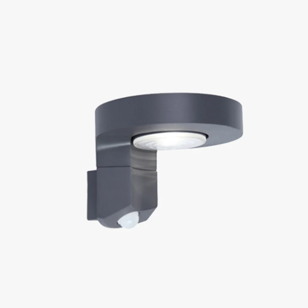 Refined Orr Modern Round Metal Acrylic Sensor Solar Waterproof Outdoor Wall Lamp Black Healthy