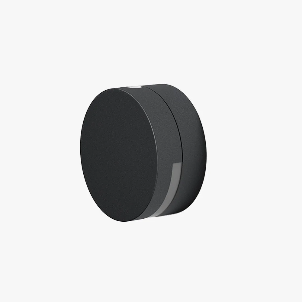 Natural Orr Modern Minimalist Round Metal Glass Waterproof Outdoor Wall Lamp Black Pure