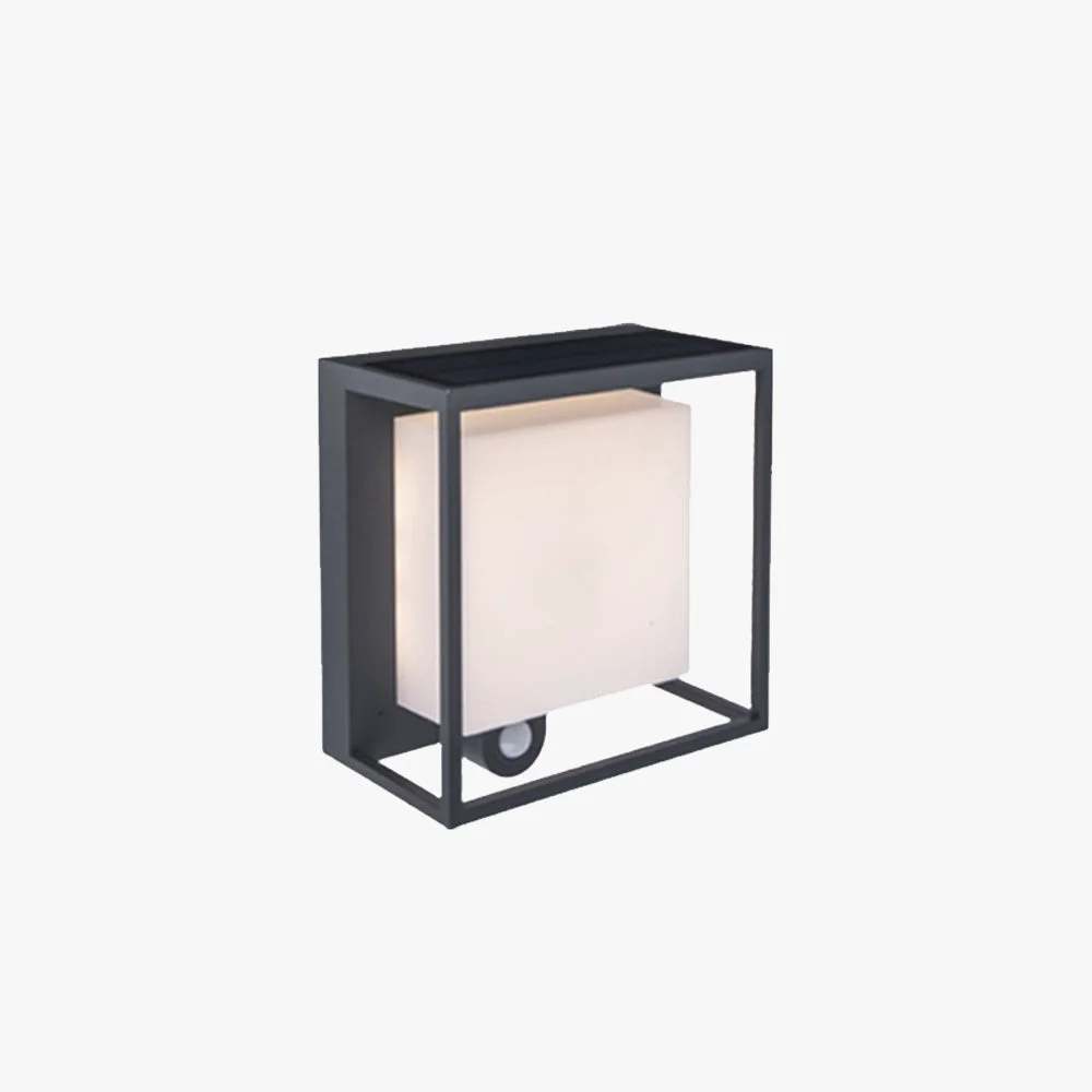 Authentic Orr Modern Rectangular Acrylic Sensor Solar Powered Outdoor Wall Lamp Black Smooth