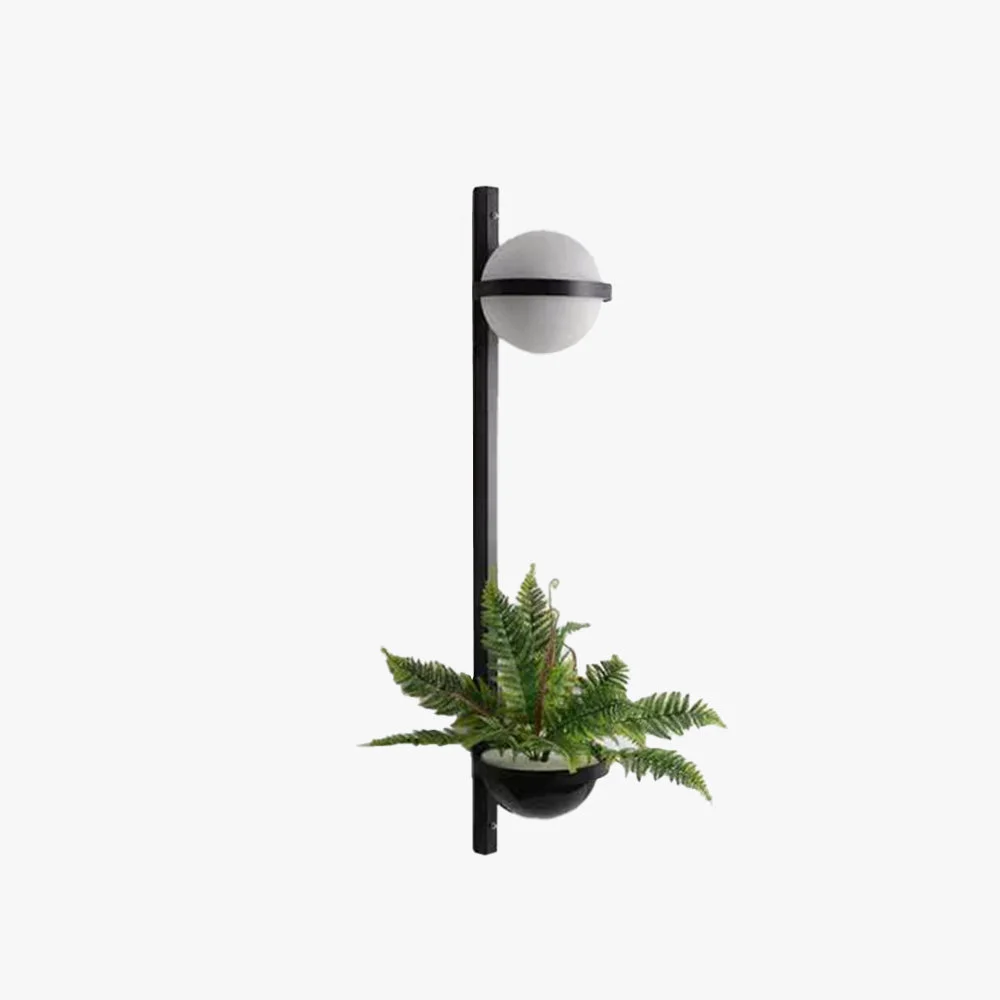 Soft Valentina Modern Globe Metal Acrylic Solar Outdoor Wall Lamp Plant Pot Black White Specialty
