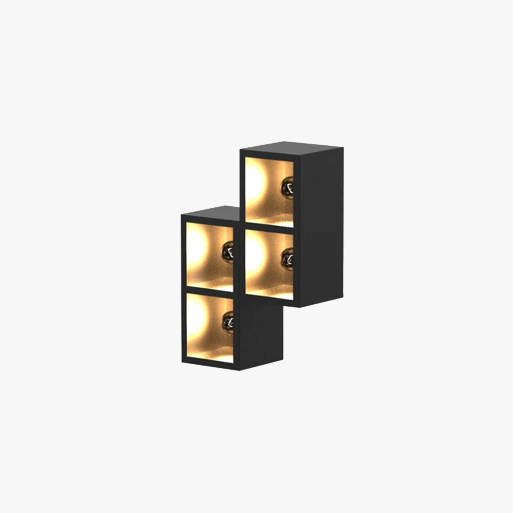 Luxury Orr Modern Cube Square Metal Glass Outdoor Wall Lamp Black Fine Crafted
