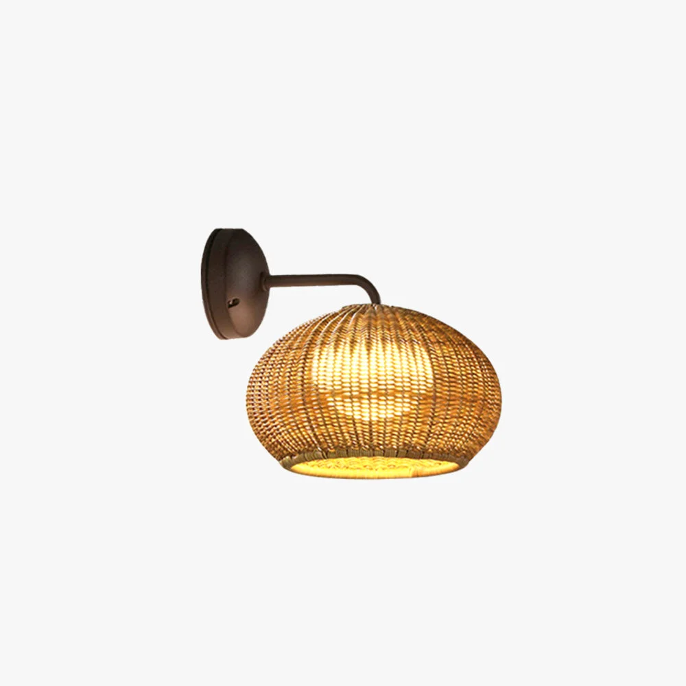 World-Class Ritta Farmhouse Metal Rattan Outdoor Wall Lamp Log Color Prestigious