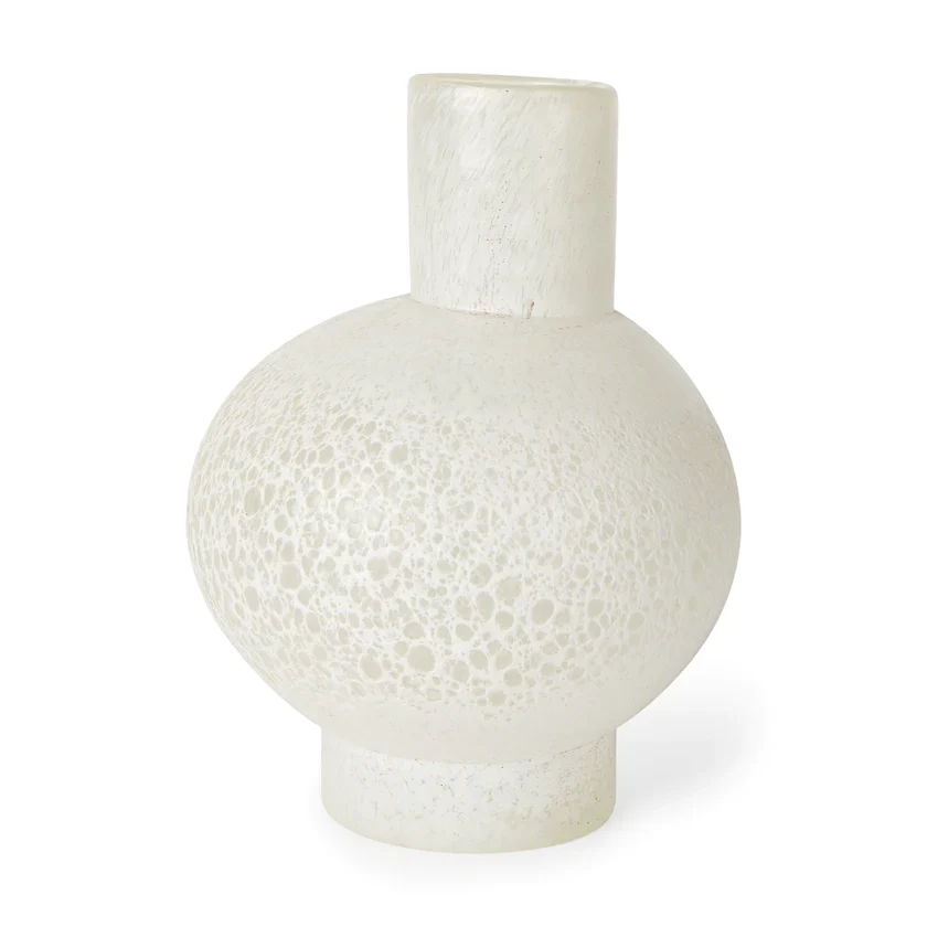 High-Quality Heket Short White Glass Vase High-Grade