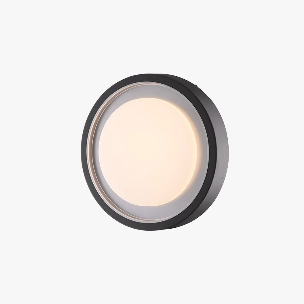 Enhanced Orr Modern Circular Disc Shape Metal Outdoor Wall Lamp Black Functional
