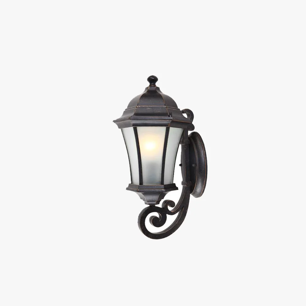 Fine Alessio Vintage Lantern Metal Glass Outdoor Wall Lamp Black Recyclable