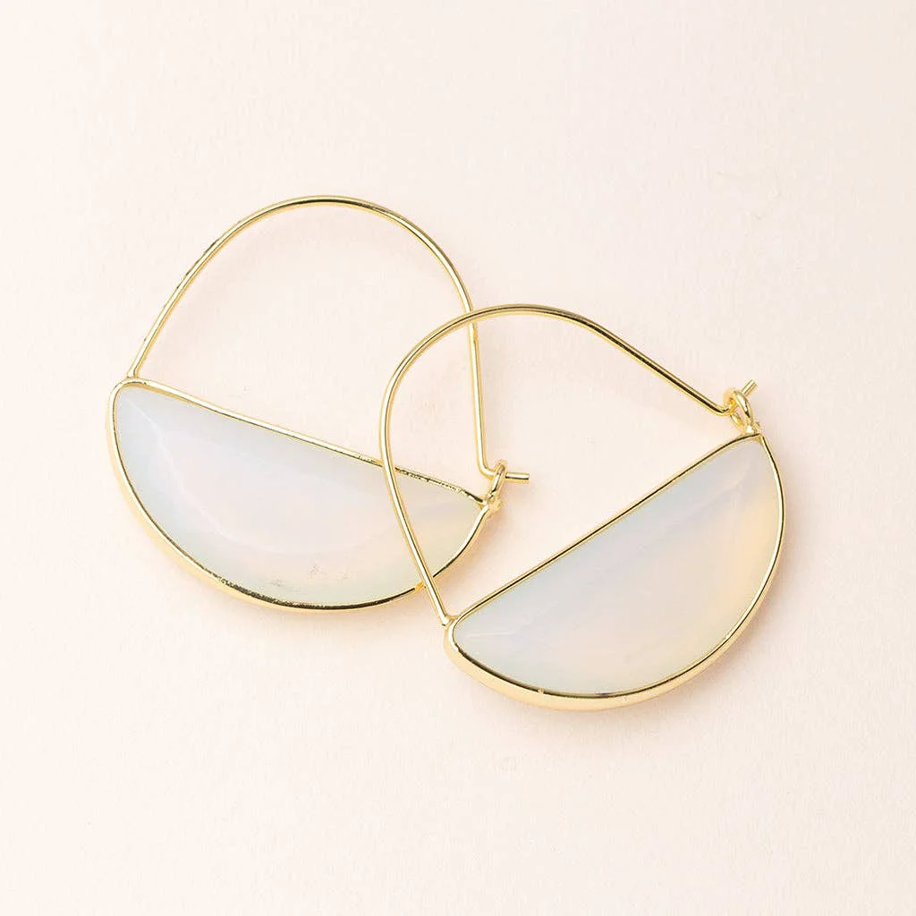Secure Stone Prism Hoop Earrings Opalite Gold Specialty