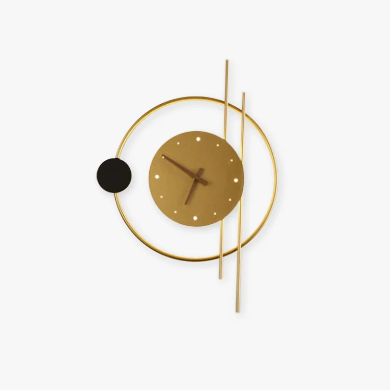 Proven Nielsen Wall Lamp Clock Black Gold Iron Acrylic Safe