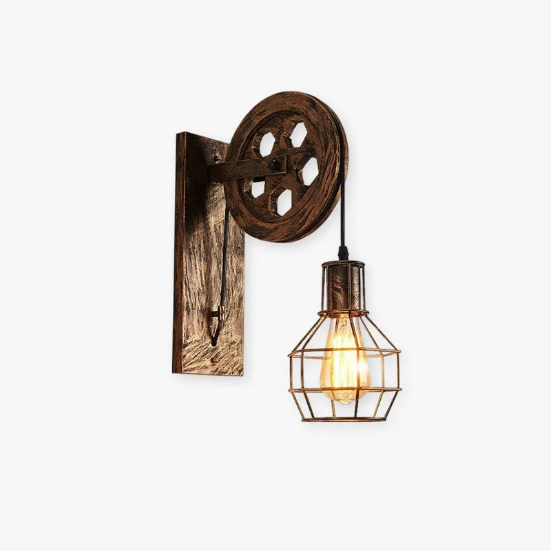 Official Alessio Wall Lamp Retro Metal Rust Bronze Black Bedroom Professional