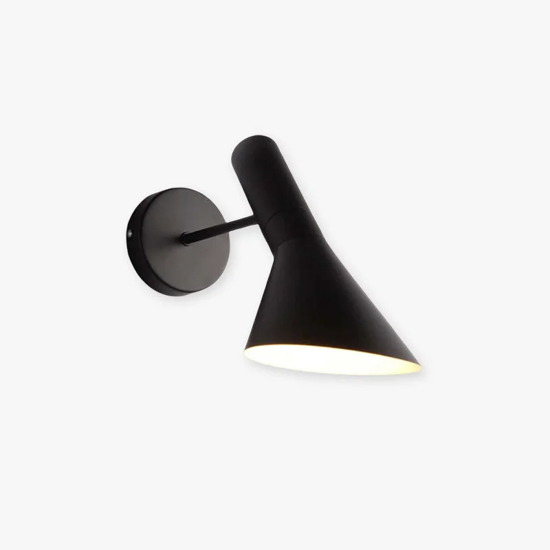 Original Brady Modern Cone Metal Wall Lamp Black White Smooth