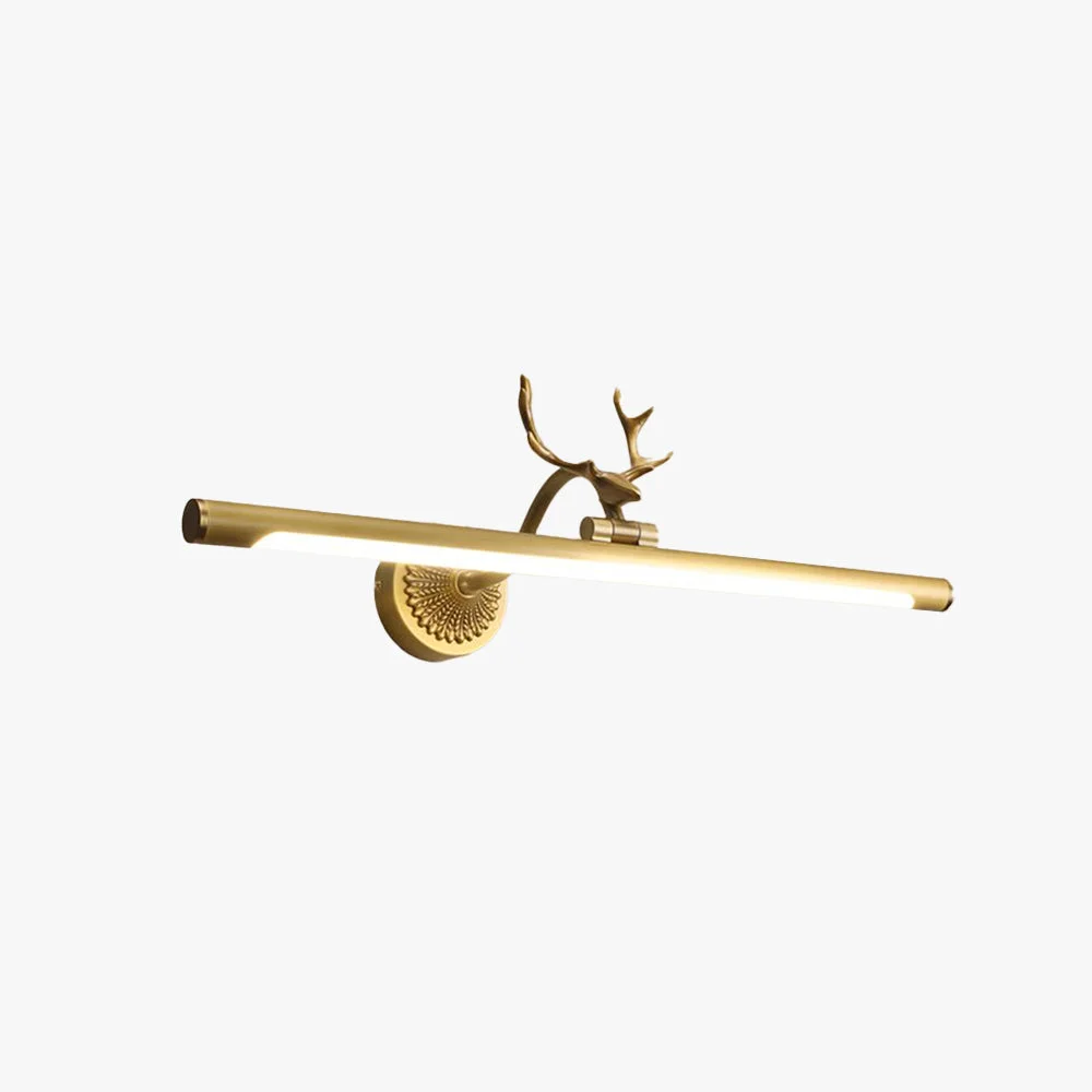 Minimalist Leigh Modern Staghorn Shaped Vanity Mirror Front Wall Lamp Black Brass Lightweight