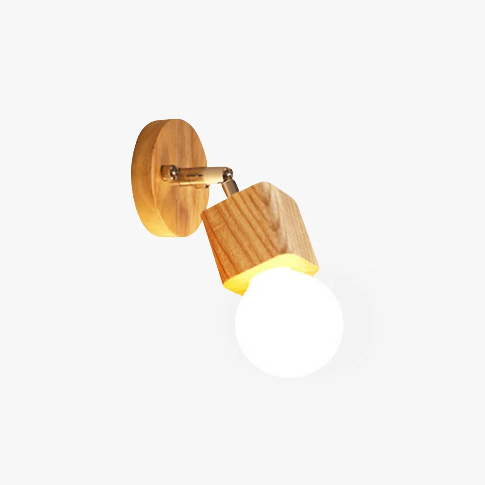 Elegant Ozawa Modern Square Globe Metal Wood Wall Lamp Vanity Light Safe