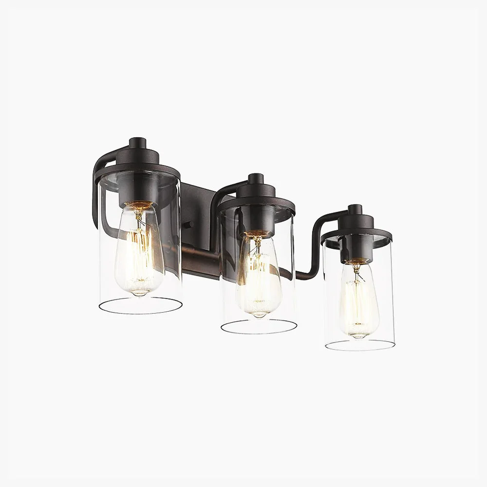 Convenient Alessio Industrial Metal Glass Wall Lamp Black Bathroom Vanity Carefully Designed
