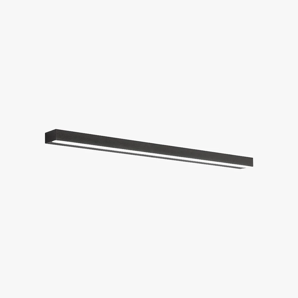 Contemporary Edge Modern Rectangular Linear Mirror Front Wall Lamp Metal Black Practical