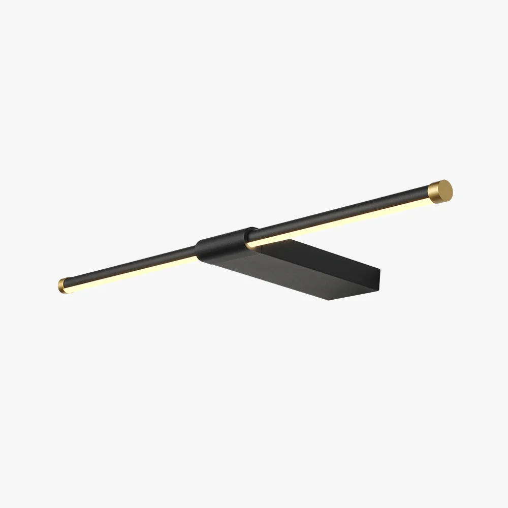 Luxury Edge Minimalist Linear Mirror Front Metal Wall Lamp Black Gold Clean