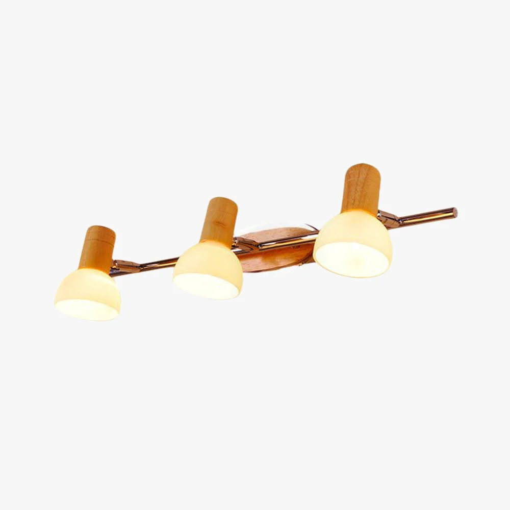 Relaxed Ozawa Multi Dome Mirror Front Wooden Vanity Wall Lamp Log Color Organic