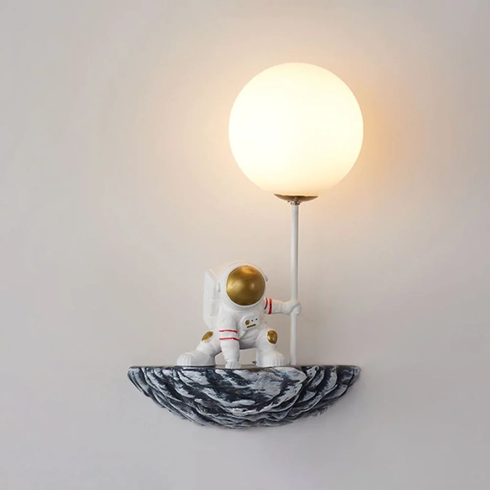 Flexible Fateh Decorative Astronaut Glass Acrylic Wall Lamp White Blue-White High-End