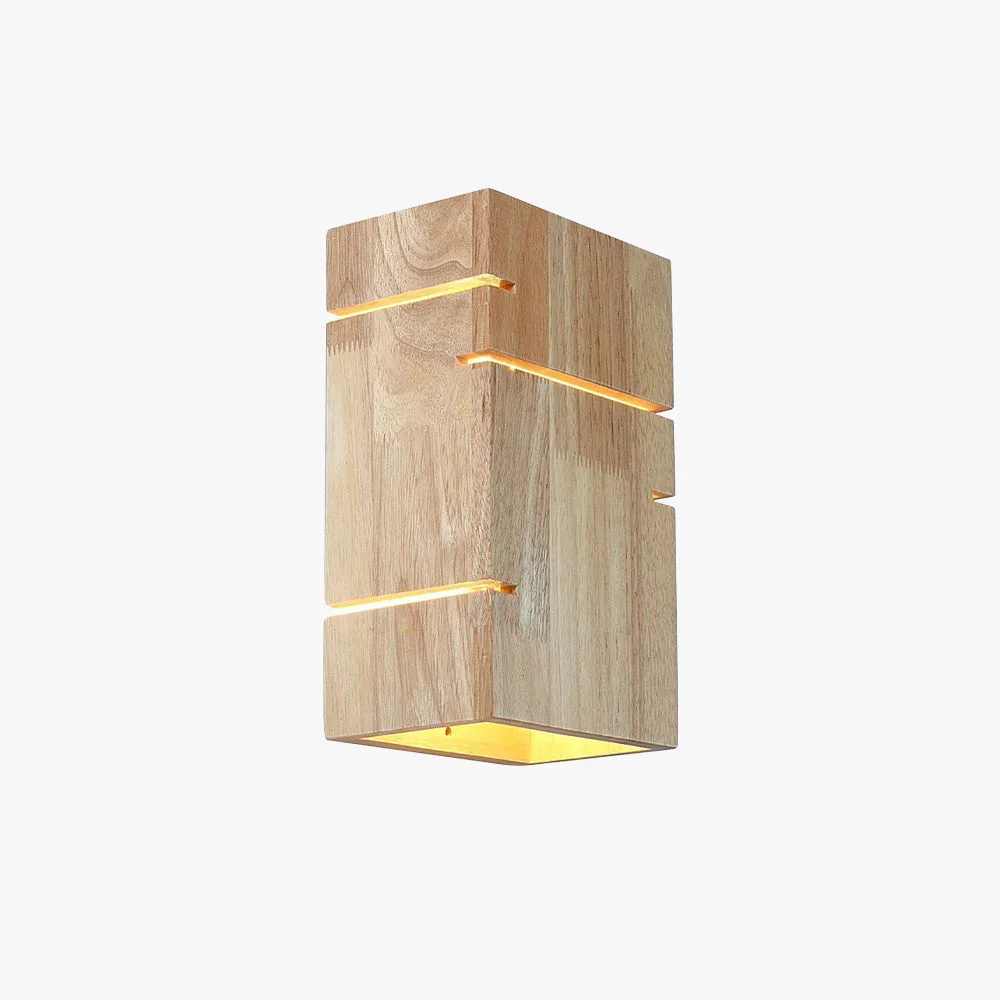 Reliable Ozawa Wall Lamp Rectangular Minimalist Mounted Bedside Wood Bedroom Authentic
