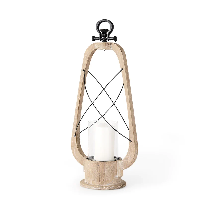 Excellent Zain II Large Brown Wooden Vintage Inspired Candle Holder Lantern Outstanding