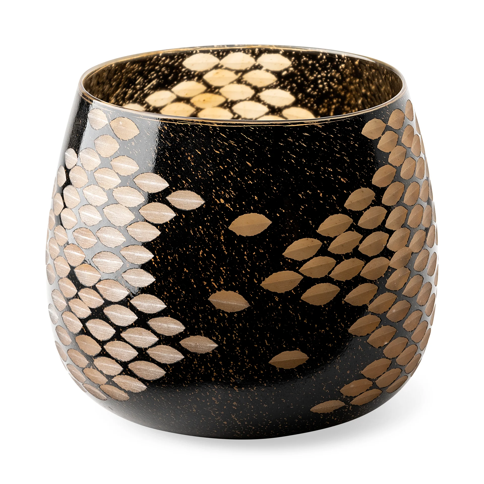 Soft Mojave Large Black and Gold Detail Glass Vase Consistent