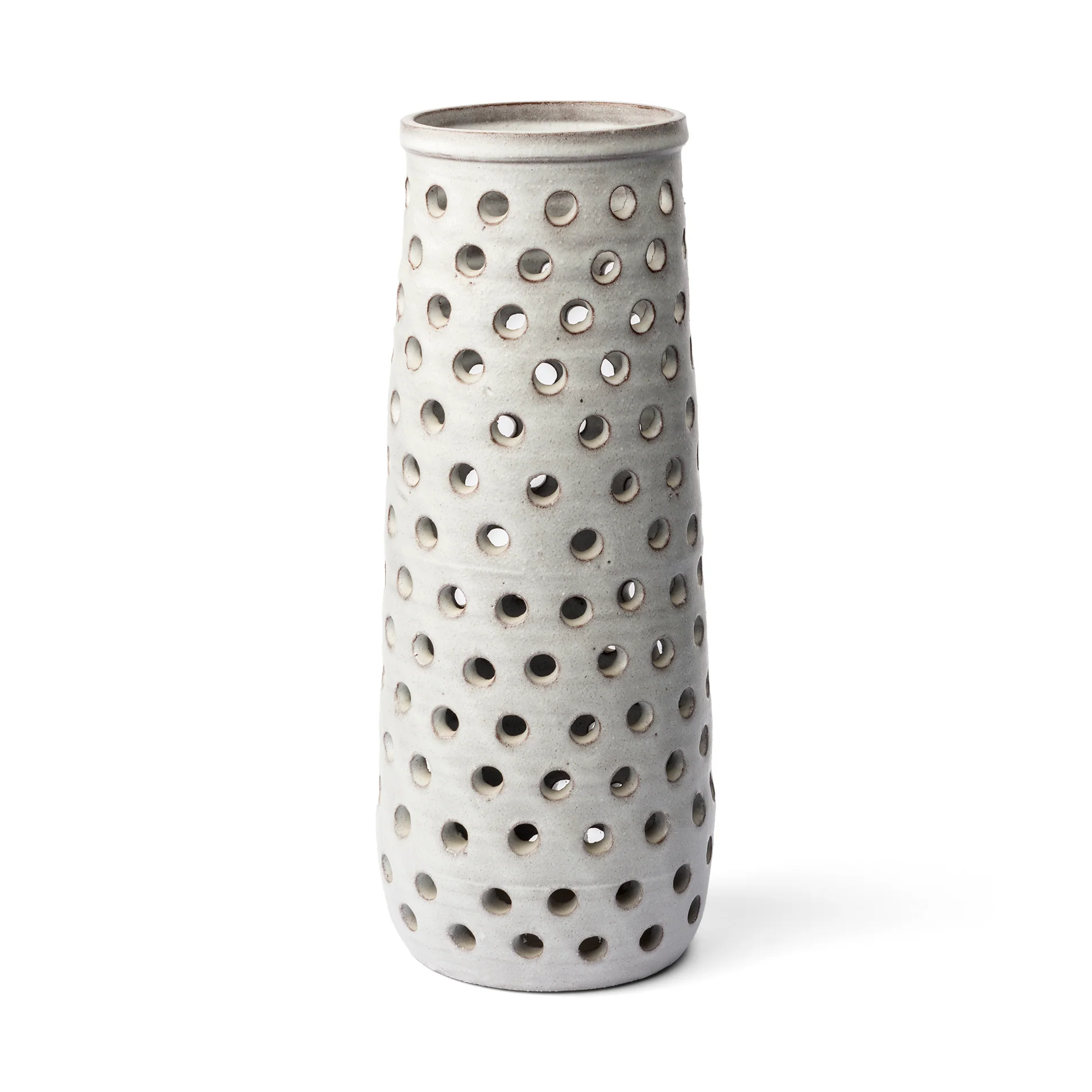 High-Grade Canasta Large Rustic White Ceramic Decorative Vase Authentic
