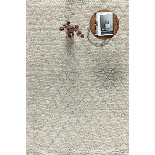 Durable Labin Hand Woven Rug Marled Ivory Elegant