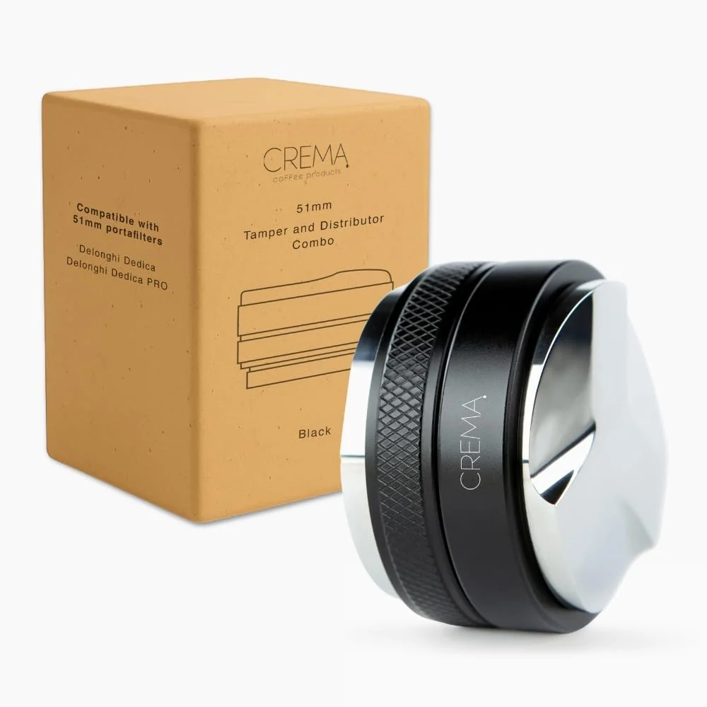Contemporary Crema Coffee Products 51mm Hand Tamper Coffee Distributor Compatible with Delonghi Dedica La Specialista Portafilter Double-Sided Sophisticated