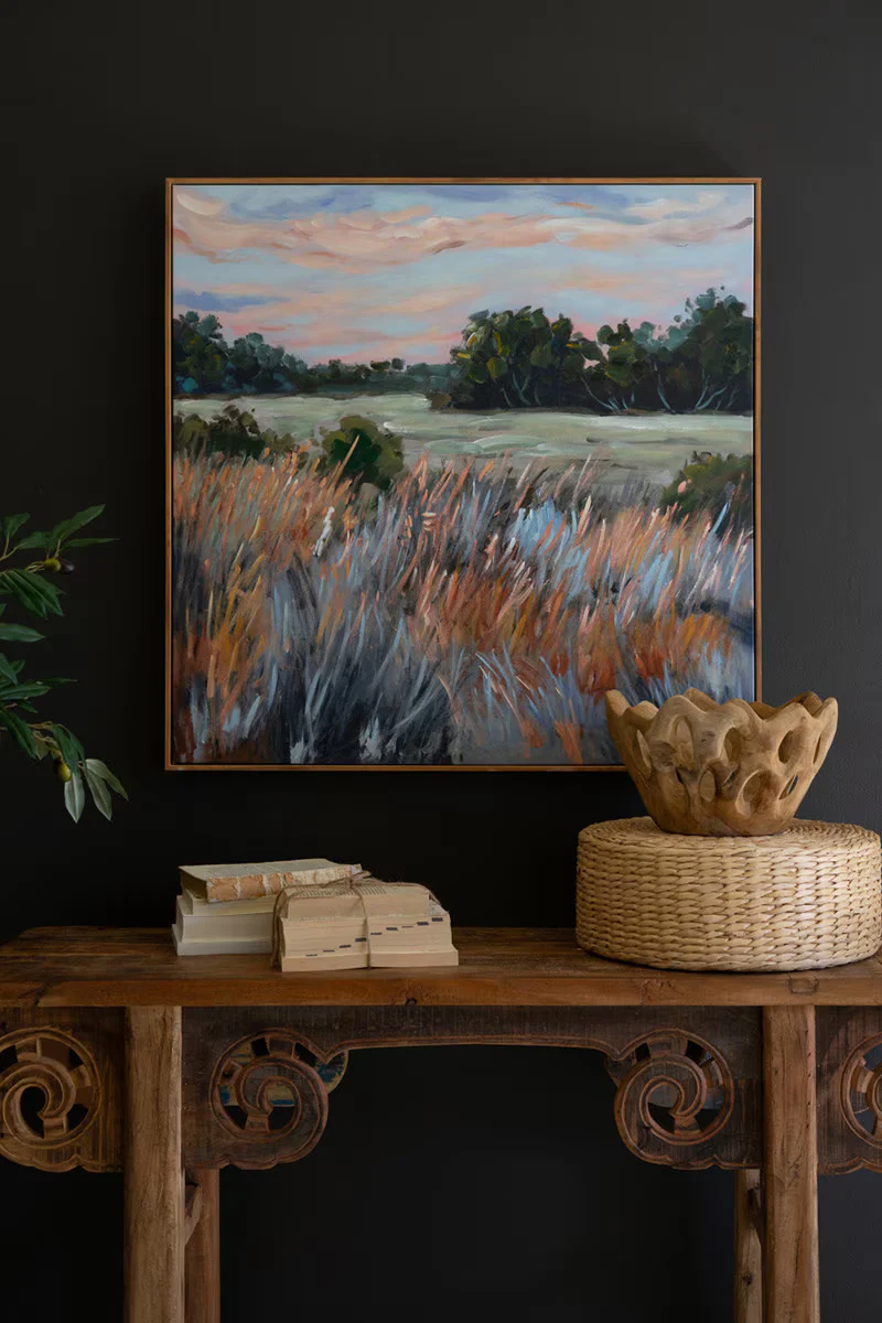 Versatile Colorful Grasslands Framed Landscape Painting Soft
