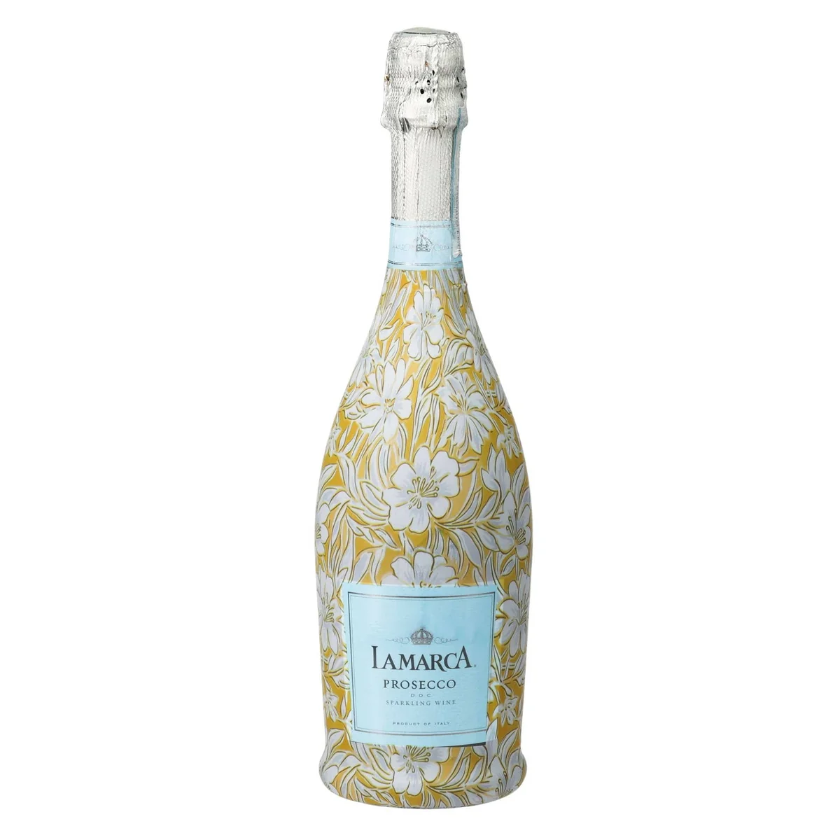 Sophisticated Grandmillennial Gold Flower Prosecco Bottle Wrap Relaxed