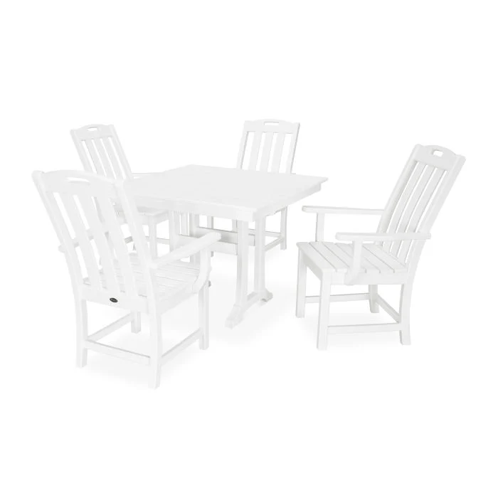 Eco-Friendly Trex® Outdoor Furniture™ Yacht Club 5-Piece Farmhouse Trestle Arm Chair Dining Set High-Grade