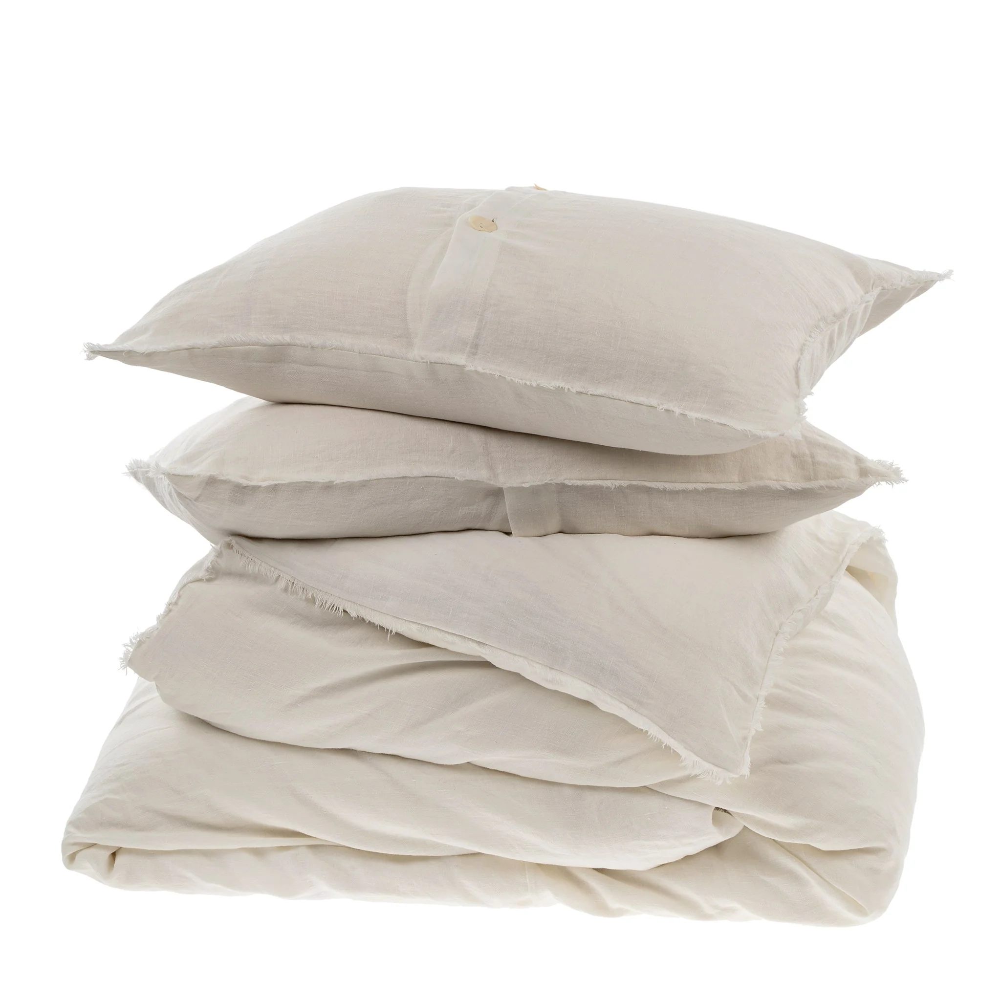 Premium Lina Linen Duvet Set Ivory – Queen High-End