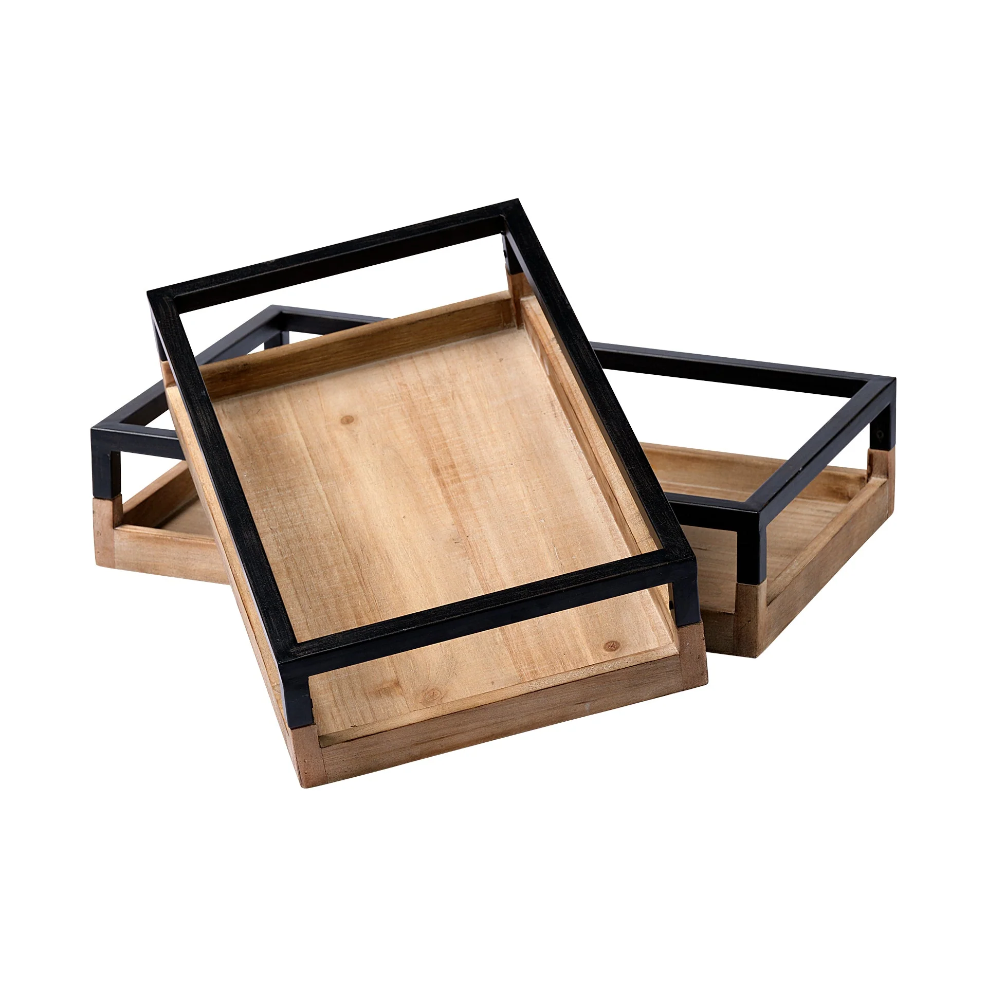 Reliable Ross Natural Wood W Black Metal Nesting Tray Authentic