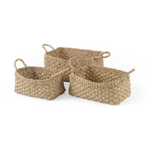 Responsible Emra Light Brown Seagrass Rectangular Basket W Handles Stylish