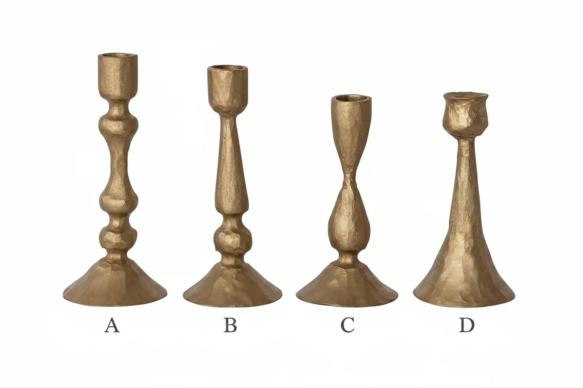 Premium Material Hand-Forged Antique Gold Finish Metal Taper HolderAntique Gold Finish Dependable