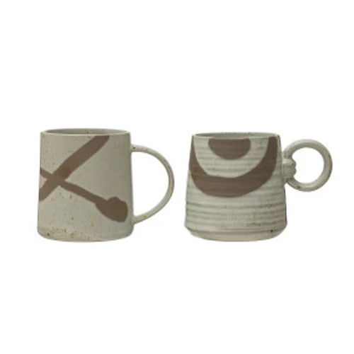 Original Stoneware Mug Reactive Glaze Speckled Cream Color Brown Artisan