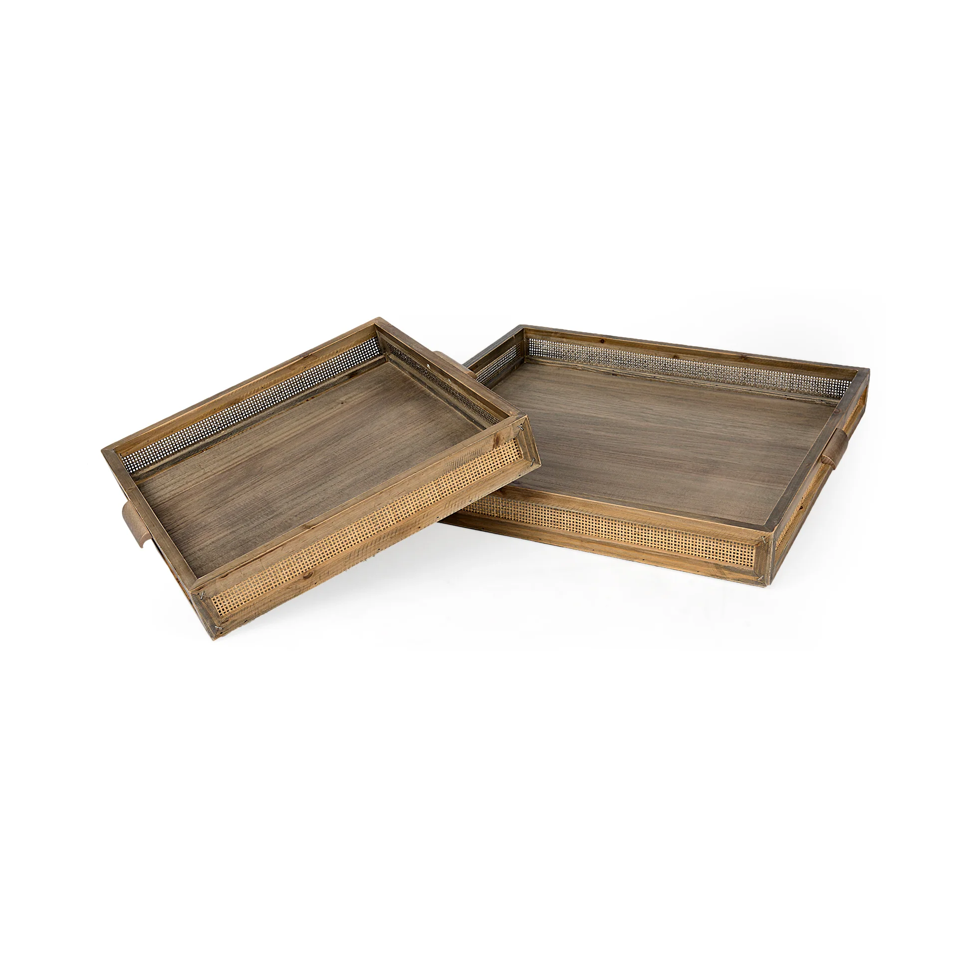 Flexible Sonny Tray – Brown Wood and Wicker Square Trays Convenient